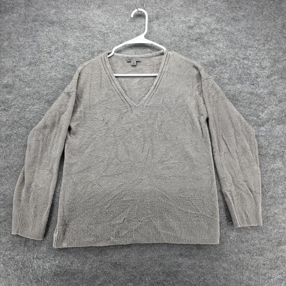 Barefoot Dreams Sweater Womens Medium Gray CozyChic Lite V Neck Pullover